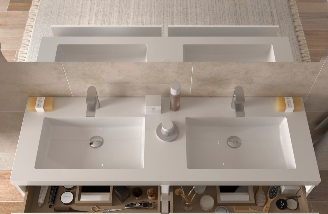 SALGAR 115832 BEQUIA Mueble de Baño 2 pozas Carga Mineral 140cm Natural