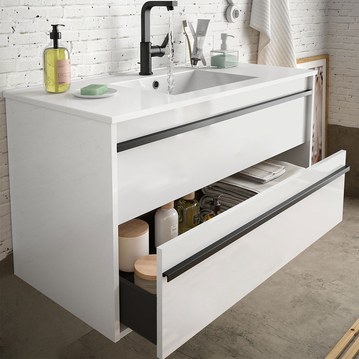 SALGAR ATTILA Bathroom Furniture with Sink 2 Drawers Matte White Color
