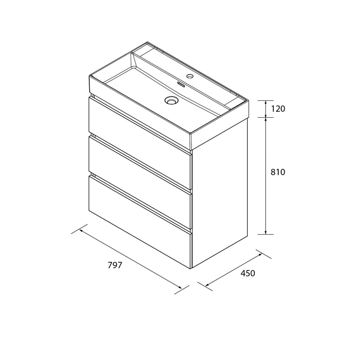 SALGAR BEQUIA METAL Mueble 3C Lavabo Veneto Roble