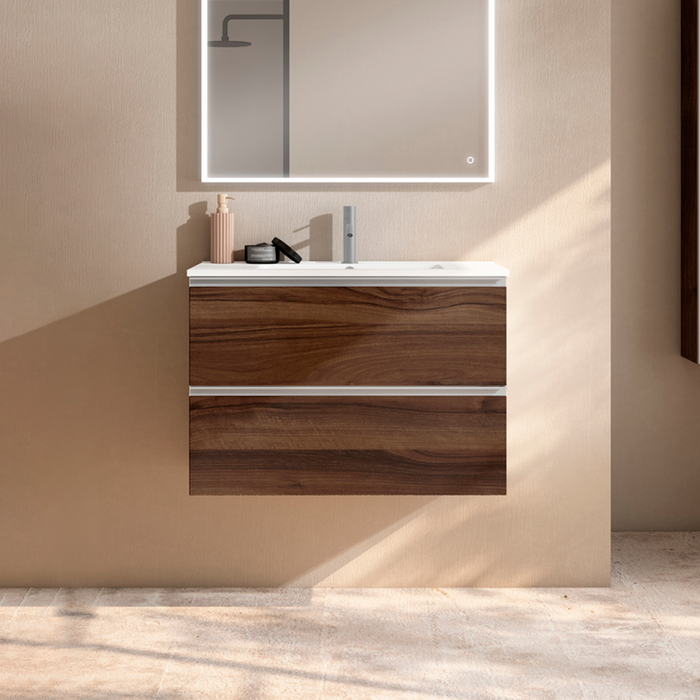 VISOBATH GRANADA Mueble de Baño con Lavabo Suspendido 2 Cajones Color Valenti Tirador Aluminio