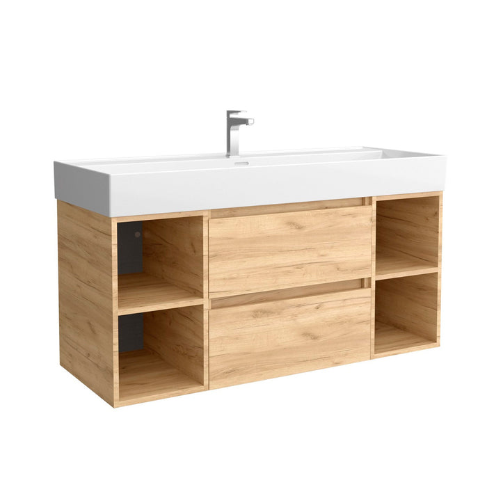SALGAR 102233 BEQUIA Bathroom Cabinet with Sink 120 2 Drawers and 4 Compartments Roble África