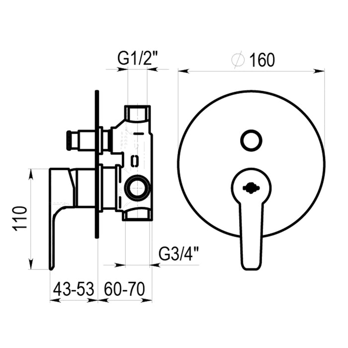 PRESTO 7157400 Ingo Plus mecanismo ducha empotrable 2 vías Cromo