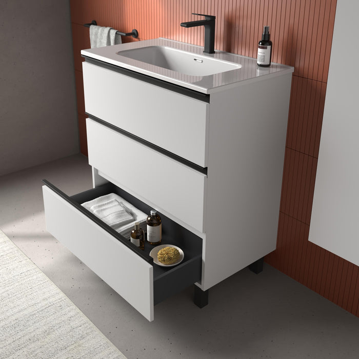 SALGAR BEQUIA METAL Mueble 3C Lavabo Constanza Blanco Mate