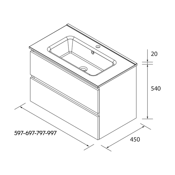 SALGAR BEQUIA Mueble de Baño con Lavabo Color Roble Natural