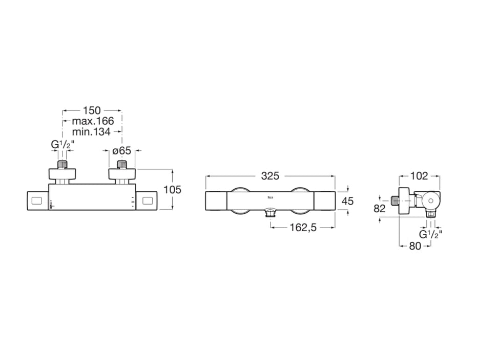 ROCA A5A142ERG0 T-1000 ROUND Grifo Termostático Exterior Ducha Oro Rosa