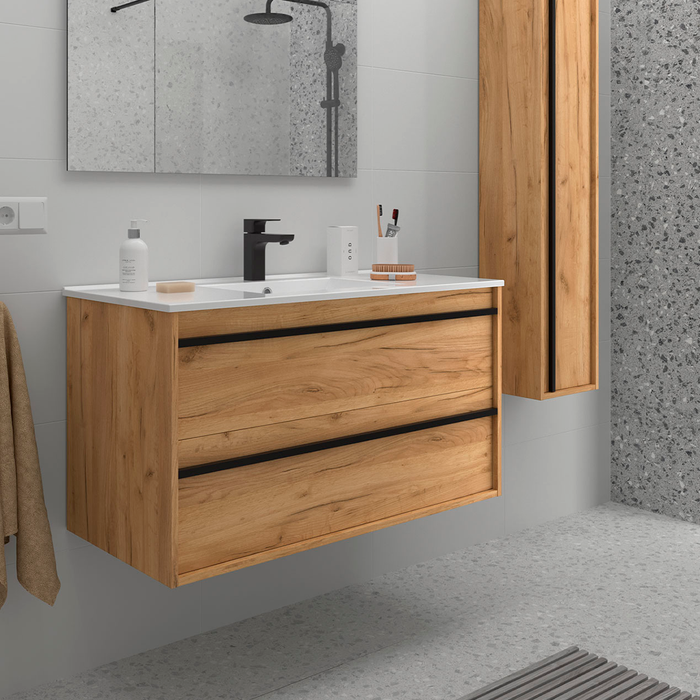 SALGAR ATTILA Ostippo Oak Vanity Unit for Bathroom with Basin