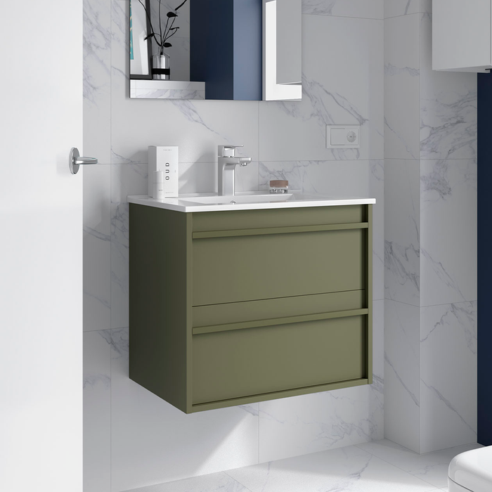SALGAR ATTILA Bathroom Furniture with Sink 2 Drawers Matte Green Color