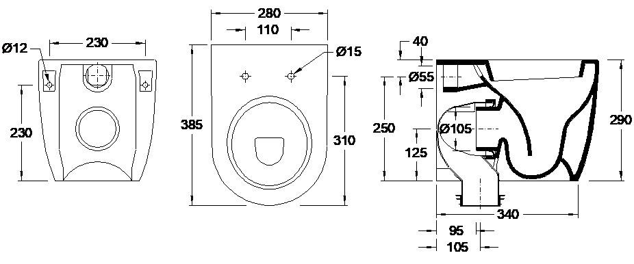 VALADARES 18651002KV JUNIOR Inodoro Para Cisterna Alta