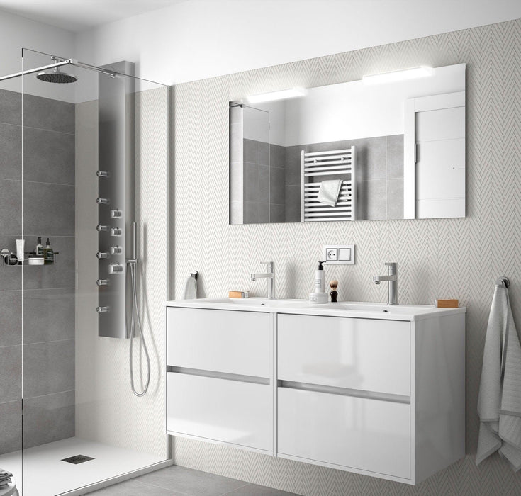 SALGAR 85085 NOJA Conjunto Mueble de Baño Completo 120 cm Color Blanco Brillo