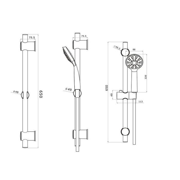 LLAVISAN L345874 ALASKA Shower bar kit with handle