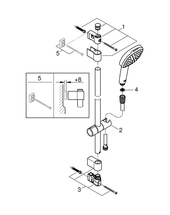 GROHE 10 253 024 TEMPESTA-F Trigger Spray 30 Shower set with wall bracket 1 jet Matte black