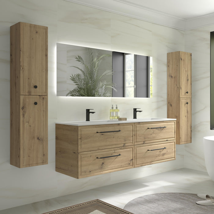 SALGAR 121807 RUNA Mueble de Baño 2 pozas Solid Surface 160cm Roble