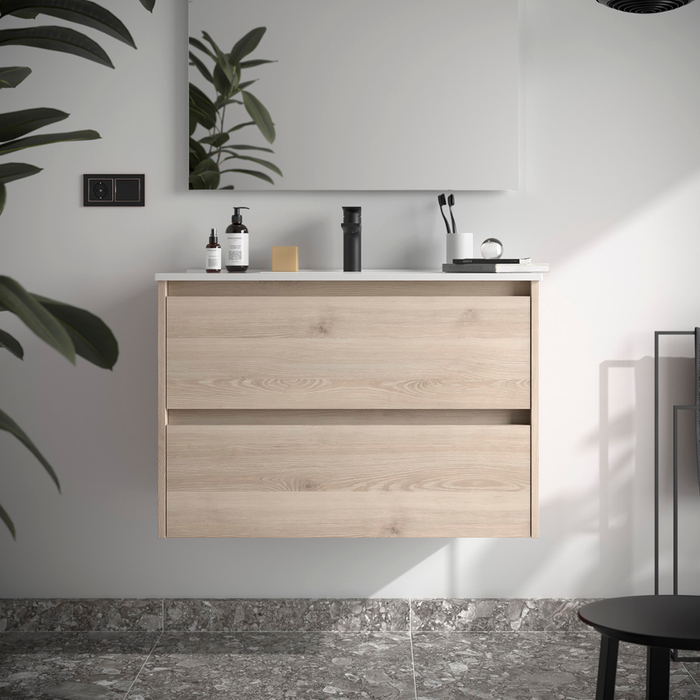 SALGAR NOJA Mueble de Baño con Lavabo 2 Cajones Color Natural