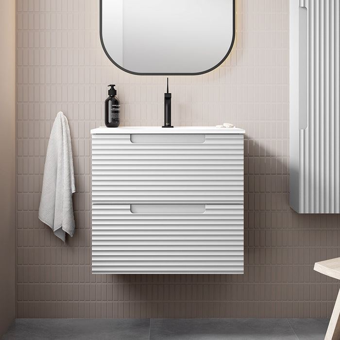 VISOBATH KYOTO Mueble de Baño con Lavabo 2 Cajones Suspendido Blanco Ada Mate