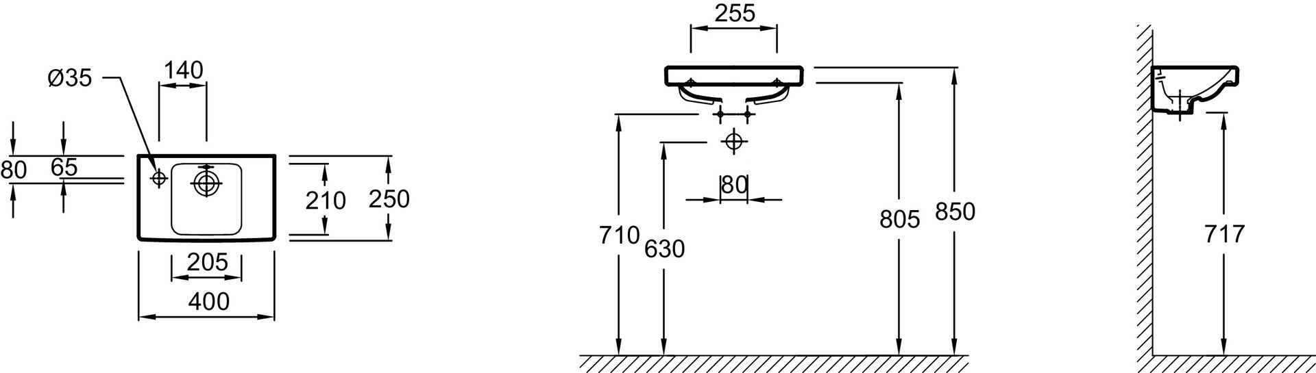 JACOB DELAFON E4759G-00 ODEON UP Lavamanos 40x25cm Blanco