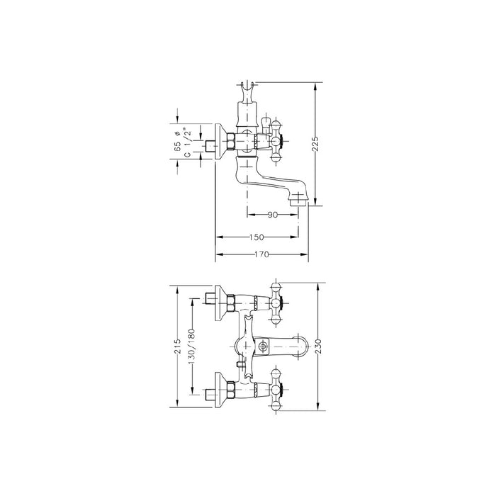 GENEBRE 68526 09 45 66 NEW REGENT CLASSIC Grifo Bañera Cromo