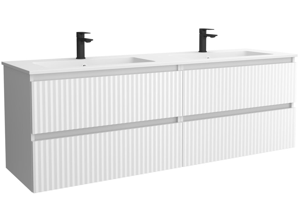 SALGAR 121752 KIRA Mueble de Baño 2 pozas Solid Surface 160cm Blanco Mate