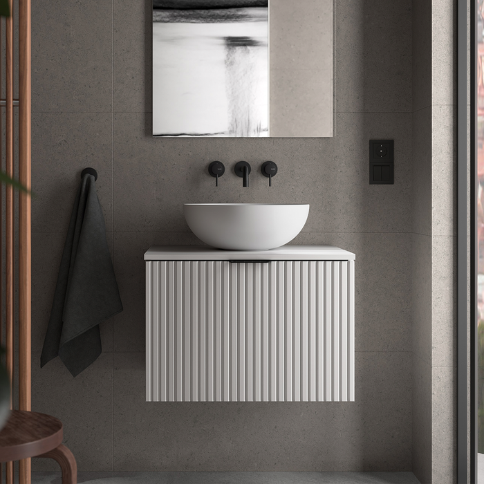 SALGAR BIBA Mueble de Baño con Tapa Encimera 1 Cajón Contenedor Color White Cotton