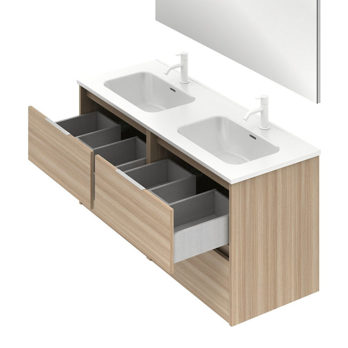 AMIZUVA C0073822 SUKI Mueble de Baño con Lavabo 2 Cajones 120 cm Nogal Arenado