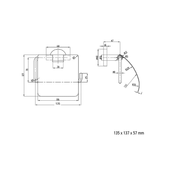 SALGAR 14697 RHIN Hotel Chrome Toilet Paper Holder