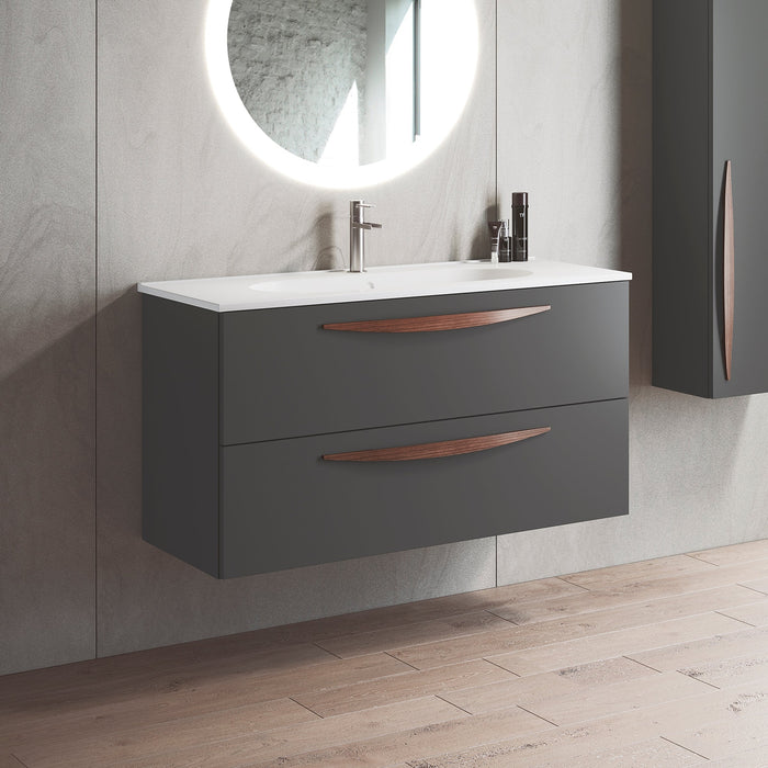 VISOBATH ARCO Mueble de Baño con Lavabo Suspendido 2 Cajones Ceniza Mate