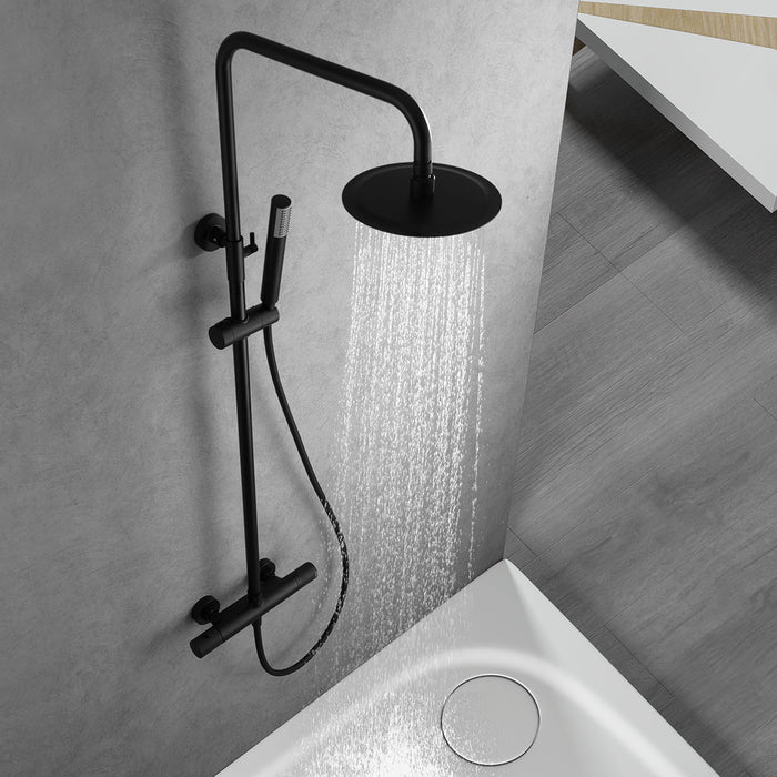 IMEX BTD038/NG LINE Conjunto de Ducha Telescópico Termóstatico Negro Mate