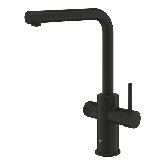GROHE 30 590 KF0 BLUE Pure Minta Single-lever kitchen faucet for filtered water systems with black pull-out spout