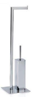 ANDREA HOUSE BA09229 Chrome Metal Toilet Paper Holder with Brush