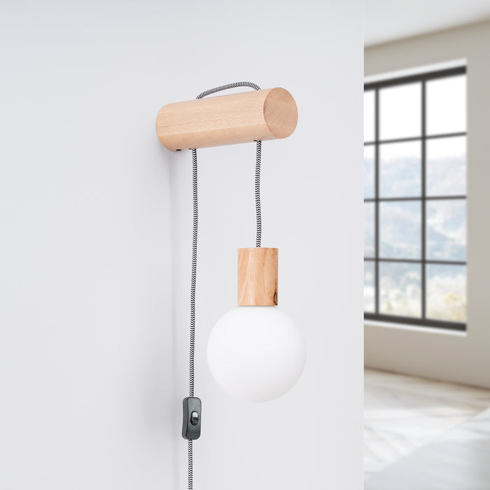SOLLUX SL.1645 Lámpara de pared NIBMI G9 con interruptor madera natural/blanco/negro