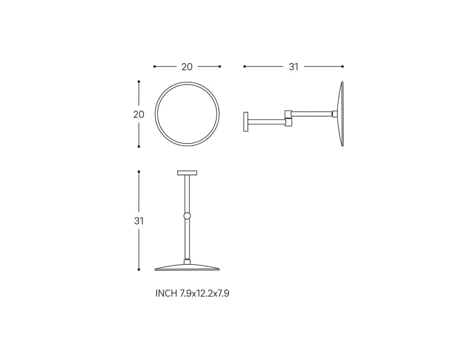 COSMIC ARCHITECT SP Espejo Aumento x5 De Pared Acero Inoxidable Mate