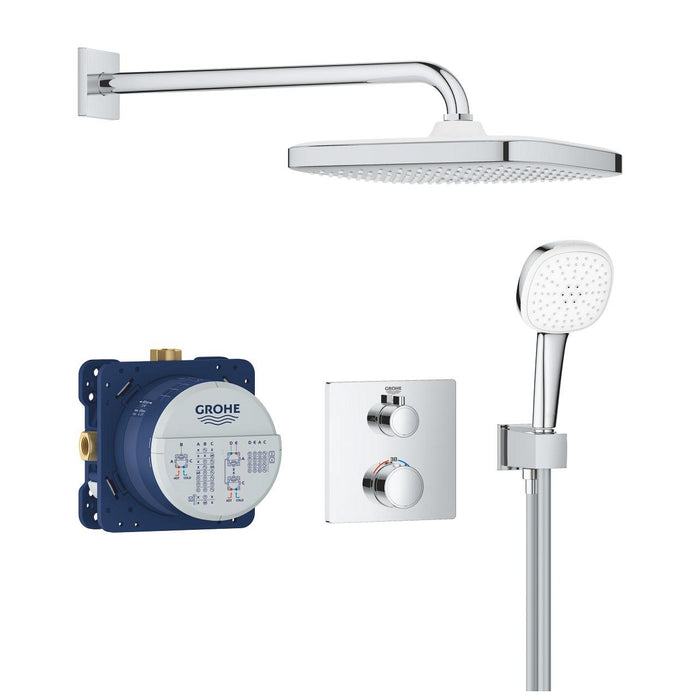 GROHE 34 871 000 TEMPESTA 250 Cube Grohtherm Conjunto empotrado con ducha mural Cromo