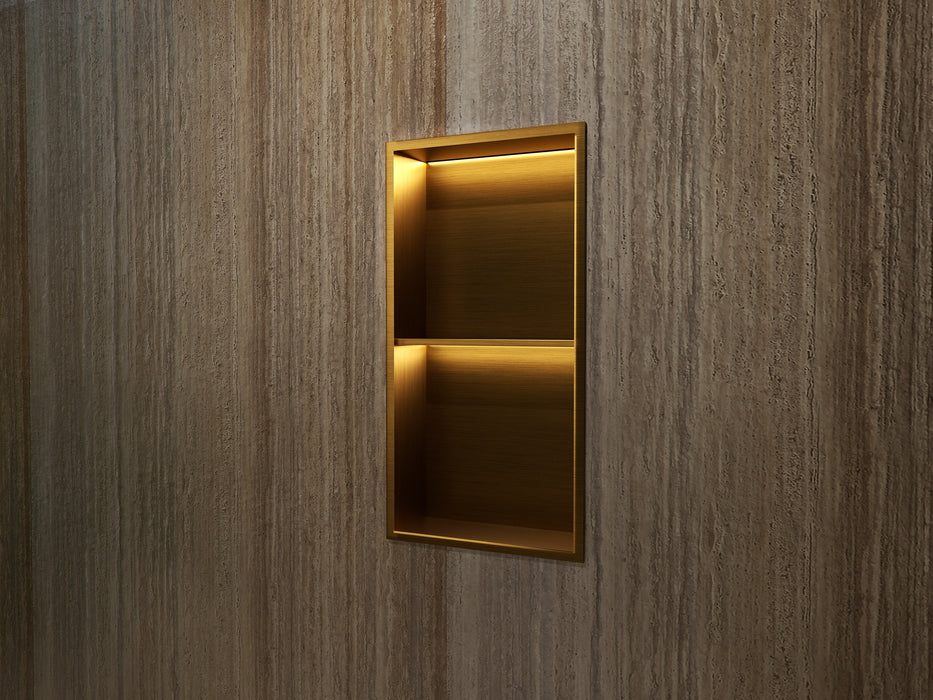 MEDIMEX HOR006/OC MARSHALL Hornacina Con Estante Y Led 33x63 Oro Cepillado