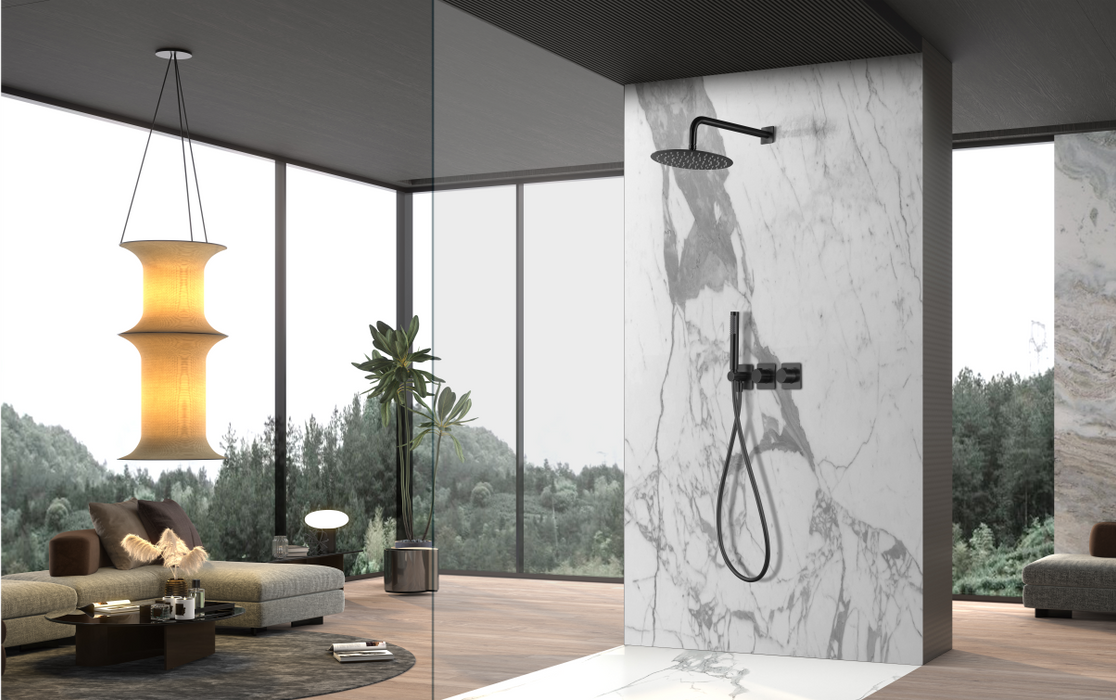 IMEX GTT054/NG TÍBET Conjunto Ducha Termostático Empotrado Negro Mate