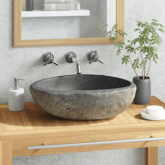VXL Lavabo de piedra de río ovalada 29-38 cm