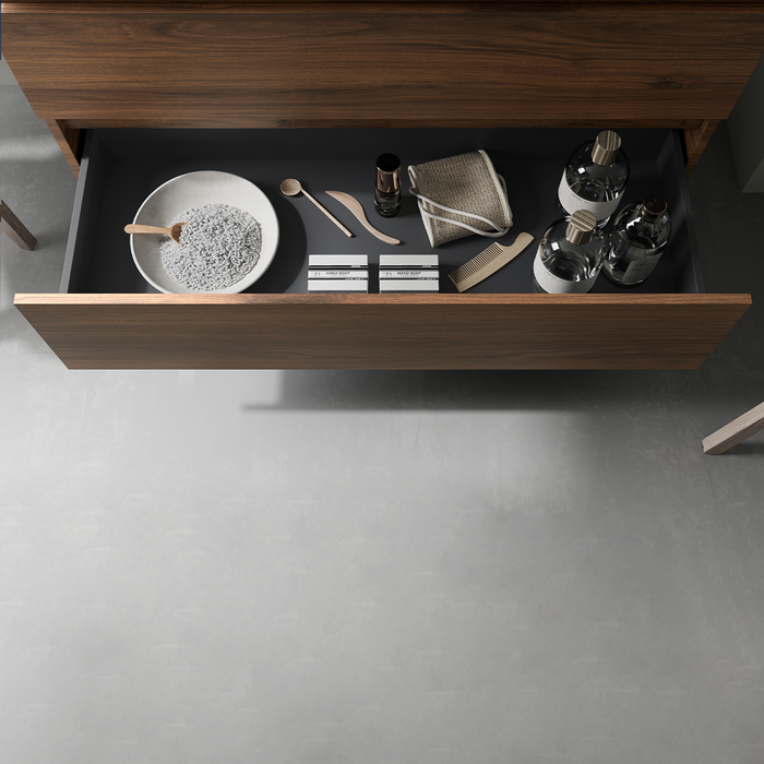 SALGAR BEQUIA Bathroom Cabinet with Veneto Sink Color Nogal Maya