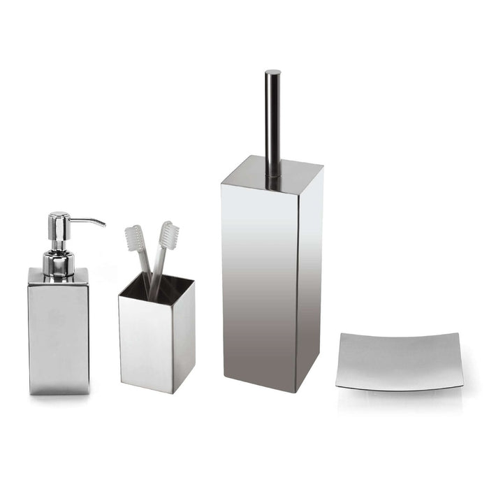 GEDY NE991300002 Set 4 Piezas (Dosificador, Portacepillos, Jabonera, Escobillero) Cromo