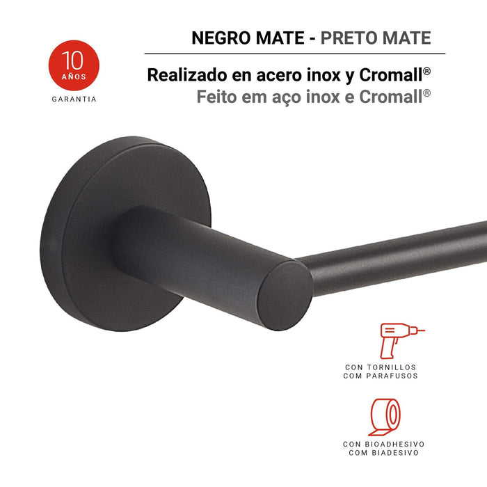 GEDY FP291400100 FELCE PLUS Portarrollos Negro Mate