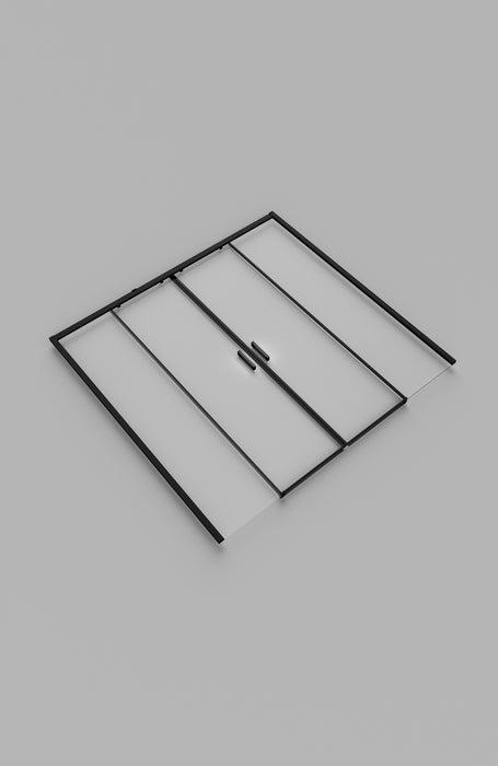 SB_X EASY Mampara Frontal Ducha 2F+2C Negro Mate Transparente