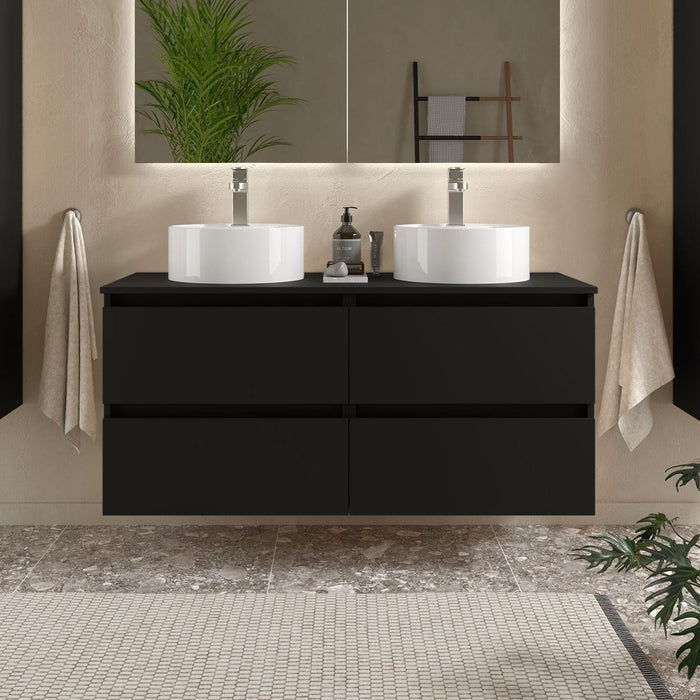 SALGAR BEQUIA Mueble de Baño con Tapa Encimera 4 cajones Color Negro Mate