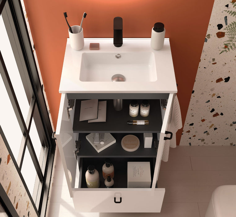 SALGAR INARA Mueble+Lavabo 2P+1C Fondo Reducido Blanco Mate