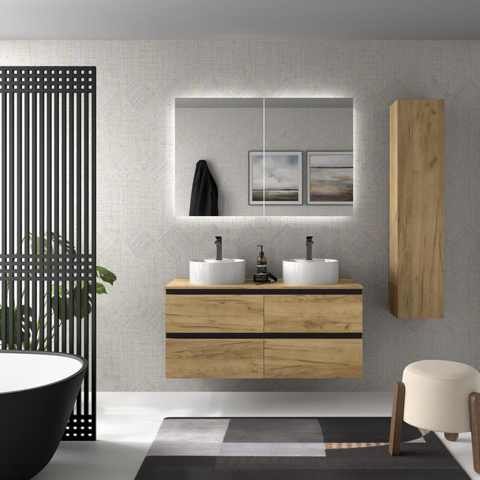 SALGAR 115978 BEQUIA METAL Mueble de Baño 140cm Roble