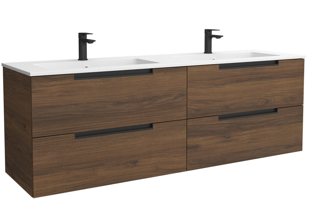 SALGAR 121991 LENI Mueble de Baño 2 pozas Solid Surface 160cm Nogal