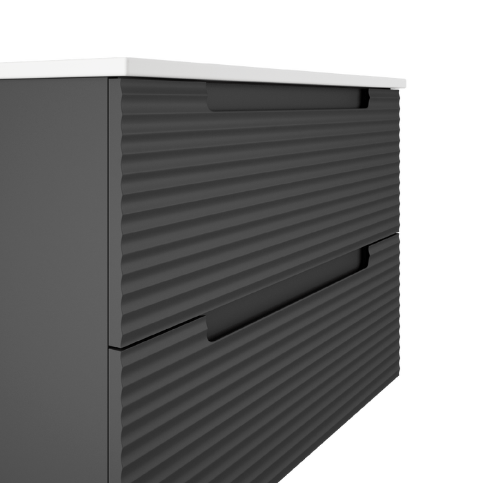 VISOBATH KYOTO Mueble de Baño con Lavabo 2 Cajones Suspendido Color Gris Ceniza