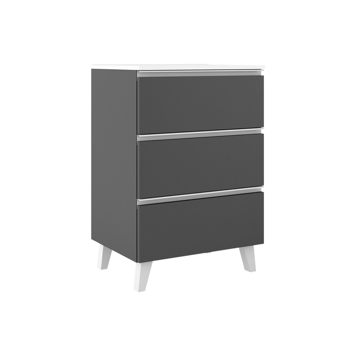 VISOBATH GRANADA Mueble de Baño con Lavabo 3 Cajones Color Ceniza Tirador Blanco