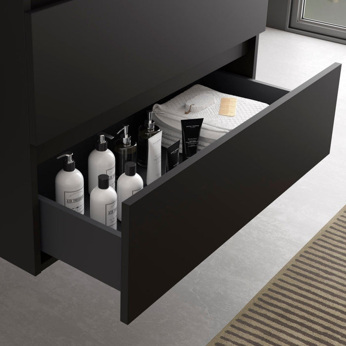 SALGAR BEQUIA Mueble de Baño con Lavabo 2 Cajones 2 Huecos Negro Roble África Izquierda