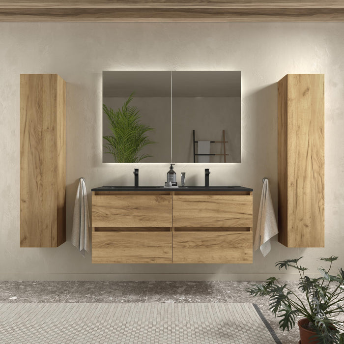 SALGAR BEQUIA Mueble Con Lavabo Constanza Negro 120 cm Roble