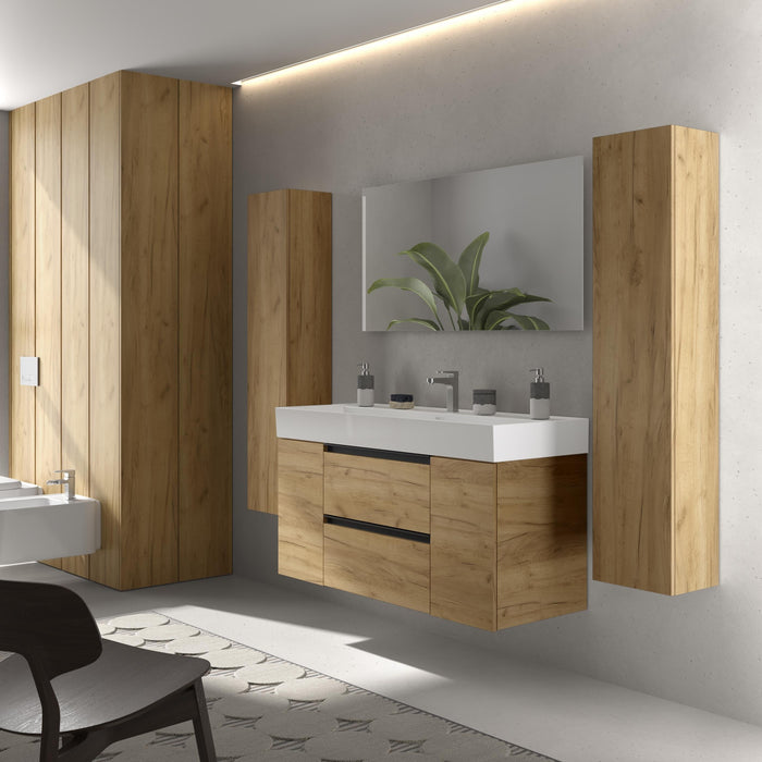 SALGAR 116055 BEQUIA PLUS METAL Mueble de Baño 1 poza Porcelana 120cm Roble
