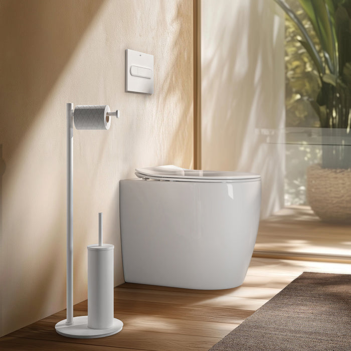 GEDY 72320200000 MIDA Columna de pie con portarrollos y escobillero blanco mate