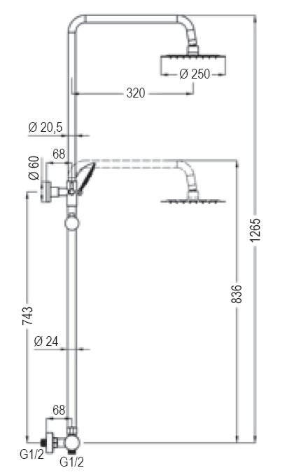 LLAVISAN L126504 OSLO Gran Ducha Monomando 2 Vías Color Negro Mate