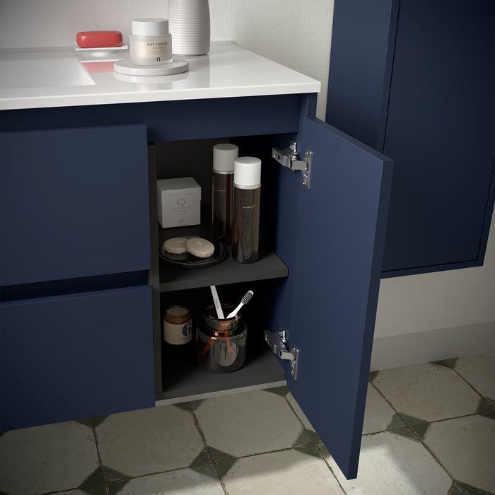 SALGAR NOJA 850 Bathroom Cabinet with Sink 2 Drawers 1 Right Door Matte Blue Color
